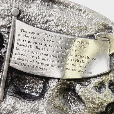 1983 BERGAMONT PEWTER BASEBALL BELT BUCKLE