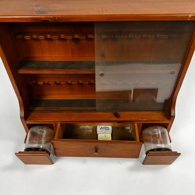 1357 Vintage Cigar Display Pine Cabinet 3 Drawers