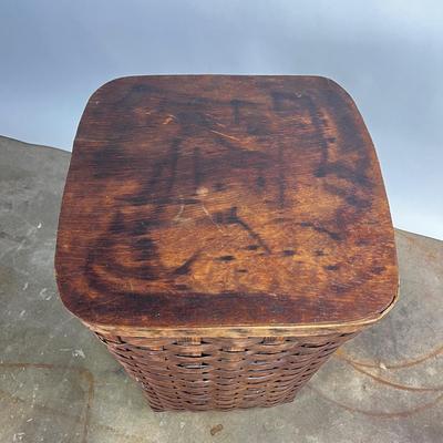 1358 Antique Handmade Oak Laundry Basket