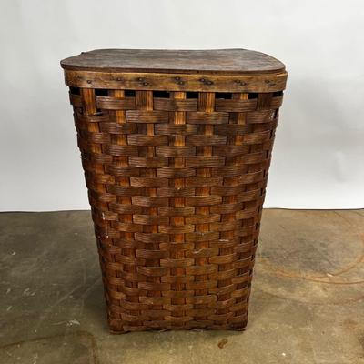1358 Antique Handmade Oak Laundry Basket