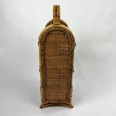 1363 Three Tier Rattan and Bamboo Magazine Storage Rack