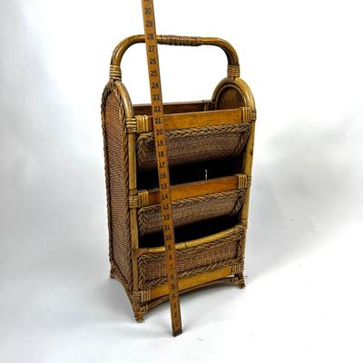 1363 Three Tier Rattan and Bamboo Magazine Storage Rack