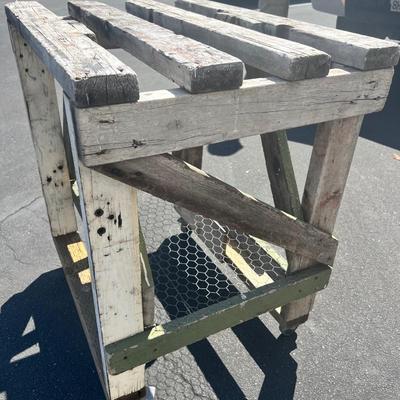 Rustic Wood Table with Casters