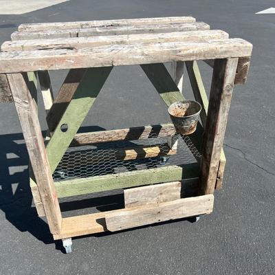 Rustic Wood Table with Casters