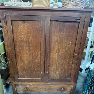 Antique Wood Hutch with casters