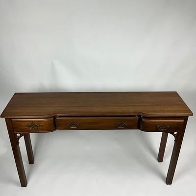 1378 Vintage Mahogany Three Drawer Console Table by Davis Furniture Co.