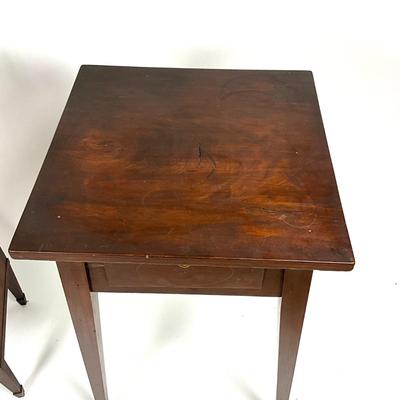 1379 Two Vintage Mahogany John Newcomb Night Stand with Single Drawer Table