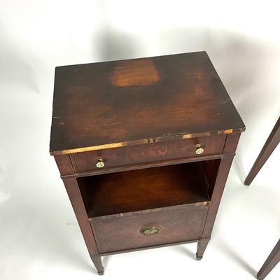 1379 Two Vintage Mahogany John Newcomb Night Stand with Single Drawer Table