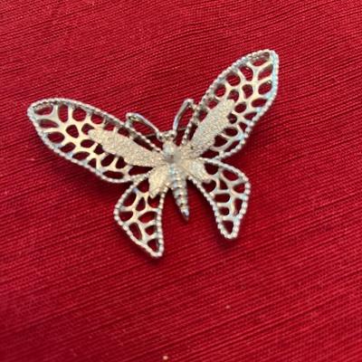 Silver Tone sarah Cov Butterfly Brooch Pin