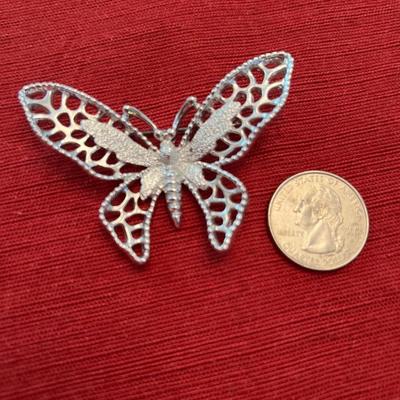 Silver Tone sarah Cov Butterfly Brooch Pin