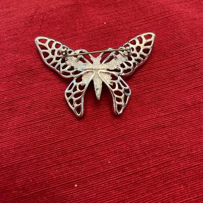 Silver Tone sarah Cov Butterfly Brooch Pin