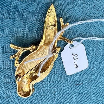Gold Tone Parrot Brooch Pin