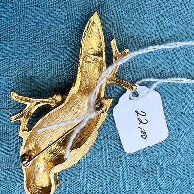 Gold Tone Parrot Brooch Pin
