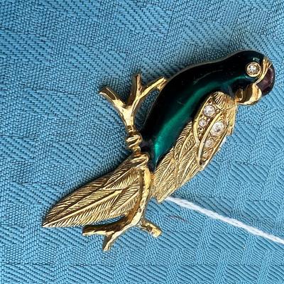 Gold Tone Parrot Brooch Pin