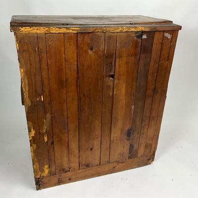 1395 Antique Flip Top Pine Wood Washstand Commode