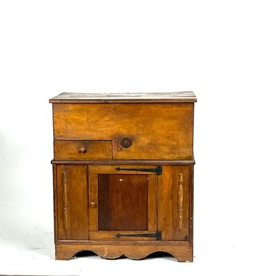 1395 Antique Flip Top Pine Wood Washstand Commode