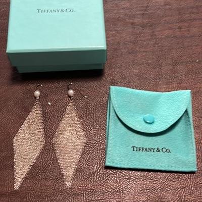 Tiffany Elsa Peretti Sterling Silver Dangling Earrings