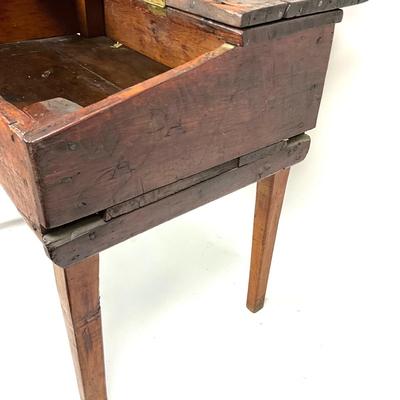 1396 Early Antique Mixed Woods School Desk