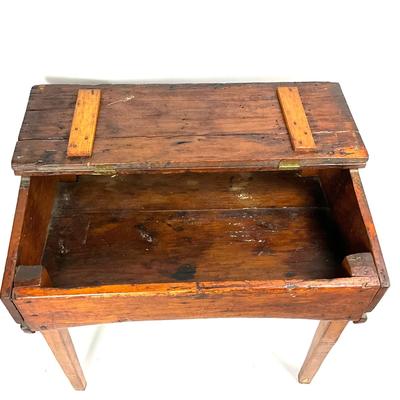1396 Early Antique Mixed Woods School Desk