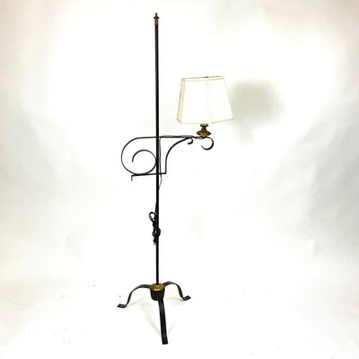 1399 Antique Iron and Brass Floor Bridge Lamp