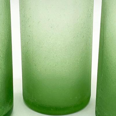 Set Three (3) ~ Green Milk Glass Bottles