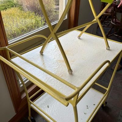 Yellow Tea Cart / Bar cart & table
