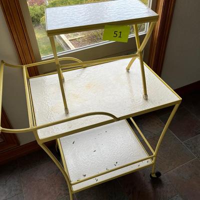 Yellow Tea Cart / Bar cart & table