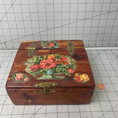 #10 Vintage Wood Flower Box Full of Misc.