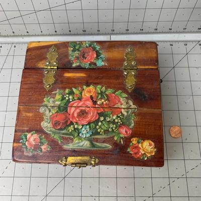 #10 Vintage Wood Flower Box Full of Misc.