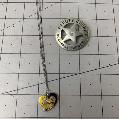 #62 Viking Necklace and Deputy Sheriff Pin