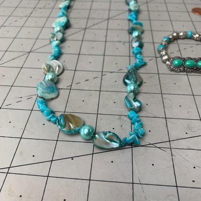 #64 Blue Stone Necklace & Bracelet