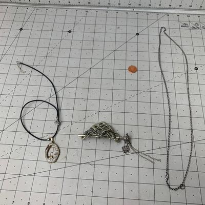 #69 Stone Necklace and Dagger Clip Jewelry Piece
