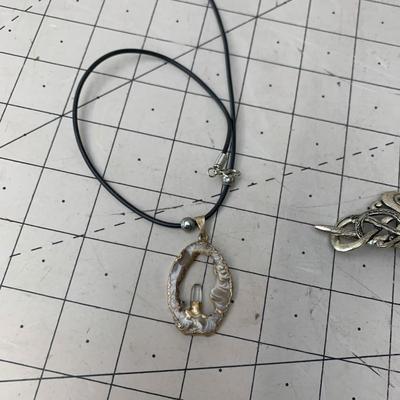 #69 Stone Necklace and Dagger Clip Jewelry Piece