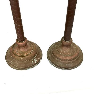 1400 Pair of Large Antique Copper Candlesticks 26"