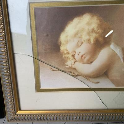 #113 Photo Frame and Framed Angel Print (Broken Glass)
