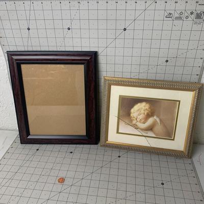 #113 Photo Frame and Framed Angel Print (Broken Glass)