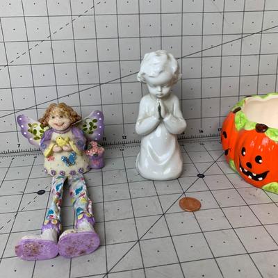 #355 Fairy, Praying Child and Pumpkin Bowl