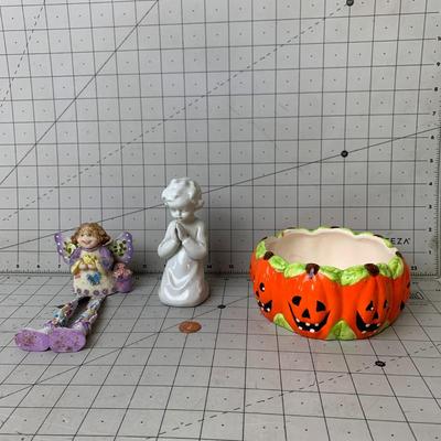 #355 Fairy, Praying Child and Pumpkin Bowl