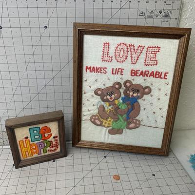 #363 Be Happy and Love Makes Life Bearable Decor