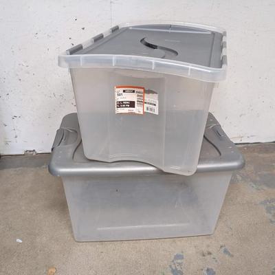 #373 Two Clear/Gray Storage Boxes