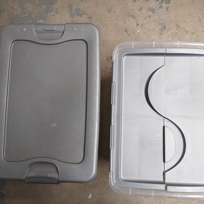 #373 Two Clear/Gray Storage Boxes