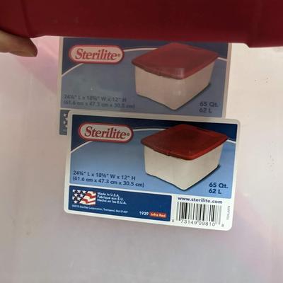 #375 Two Clear/Red Sterilite 65QT Bins