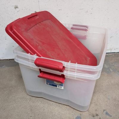 #375 Two Clear/Red Sterilite 65QT Bins