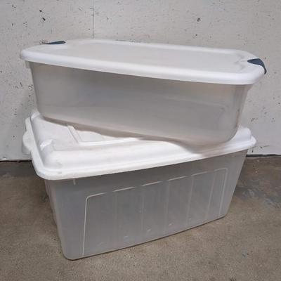 #377 Two Clear/White Storage Bins