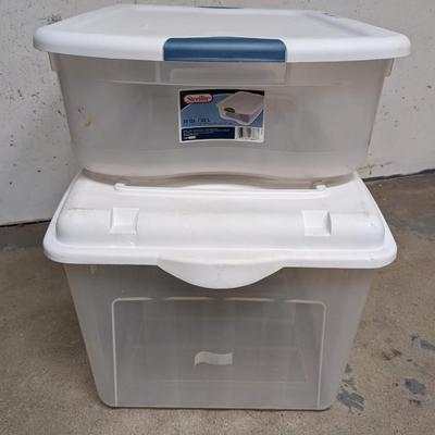 #377 Two Clear/White Storage Bins