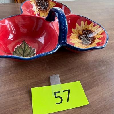 3 part dish with sunflowers