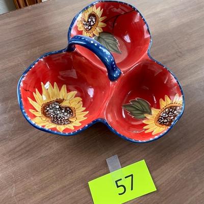 3 part dish with sunflowers
