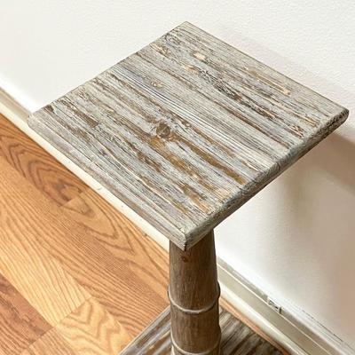 Distressed Wood Pedestal Table