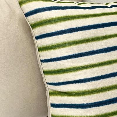 Pair (2) ~ Striped Blue & Green Throw Pillows ~ New