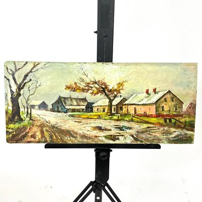 1403 Original Oil on Board of Farm Scene by Natina 1967